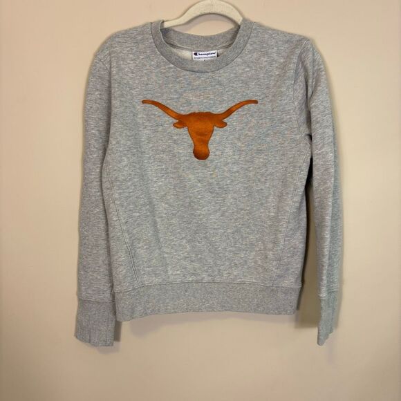 Champion Texas Longhorns Grey with Orange Logo Crewneck Sweater Women's Small - Picture 1 of 5